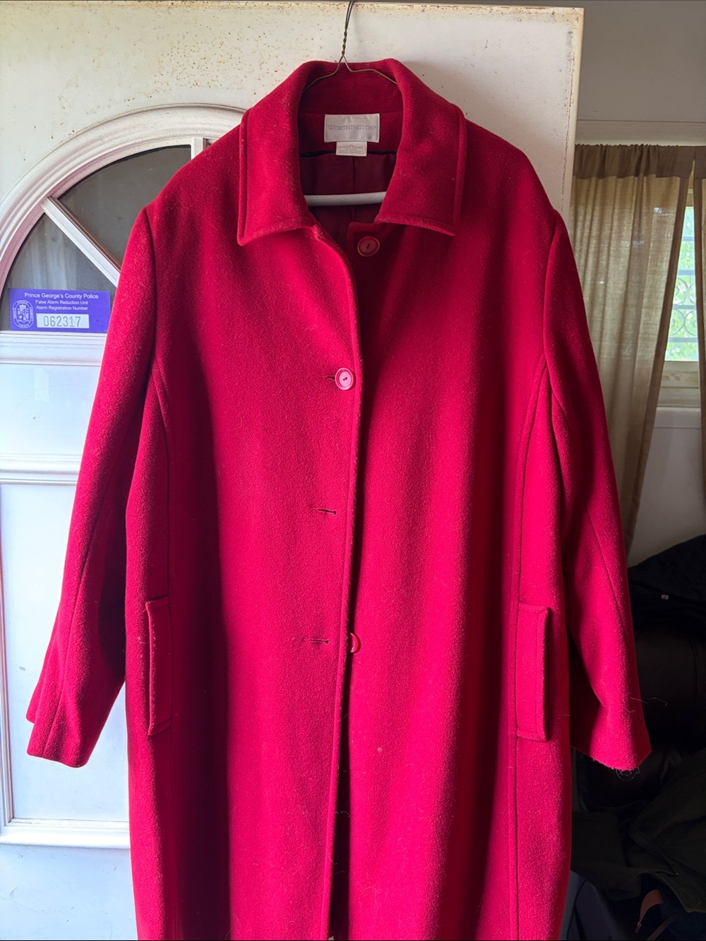 Worthington Bright Red Wool Long Coat